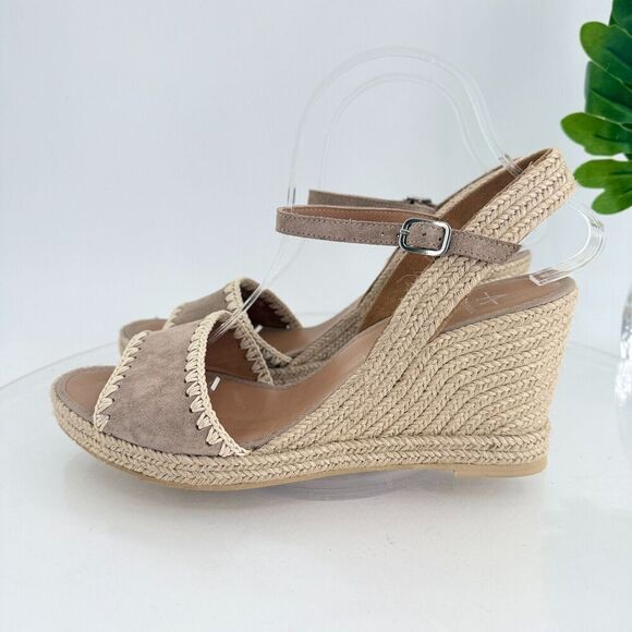Aquatalia Jiliana Suede Stitch Wedge Espadrille Sandals Size 11 Waterproof Tan - Picture 6 of 15